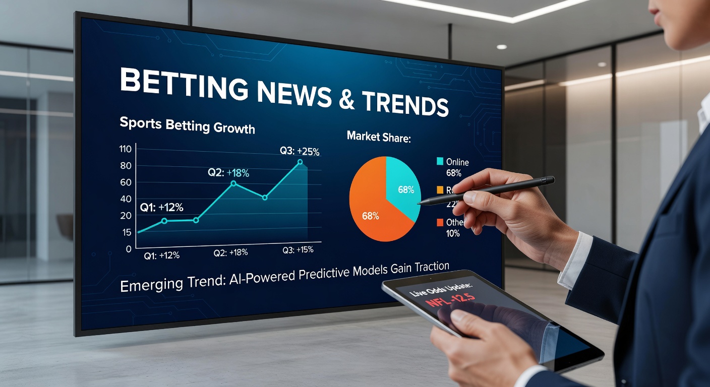 Graph showing New Jersey sports betting revenue trends climbing sharply in early 2026, with March highlighted as a peak month amid fluctuating handle volumes