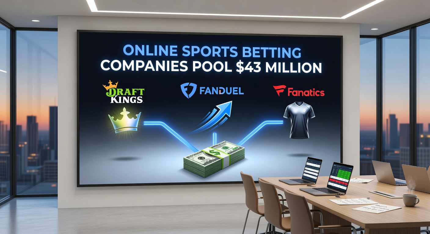Bar chart comparing New Jersey's March 2026 sports betting revenue against previous months and years, emphasizing FanDuel's leading share alongside total handle trends