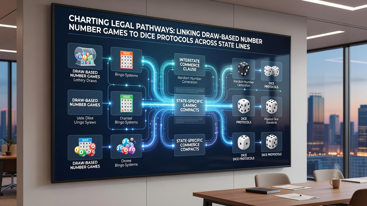 Map illustrating state-by-state regulatory variations for number games and dice protocols
