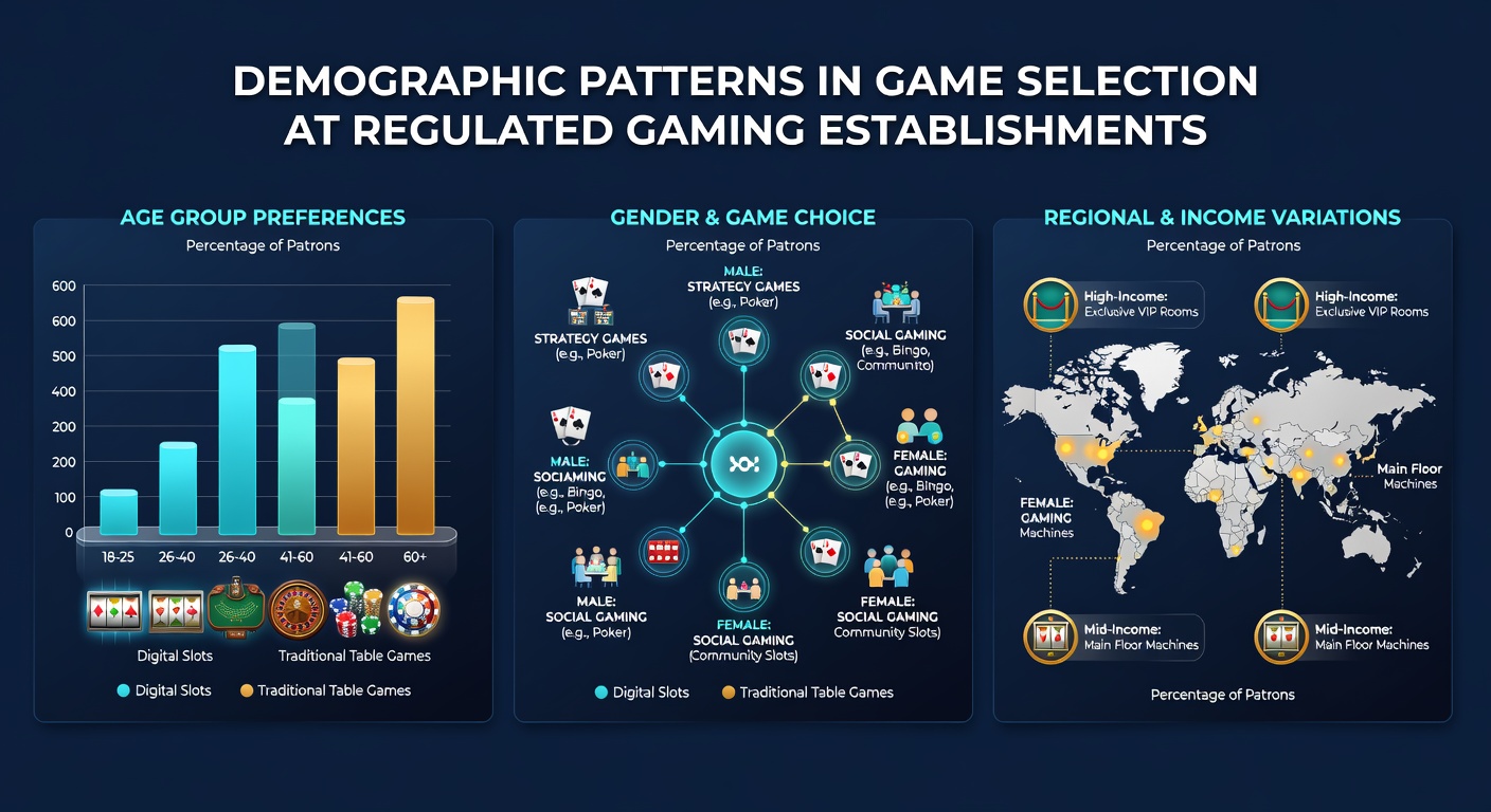 Infographic showing age and gender breakdowns for game selections in regulated casinos