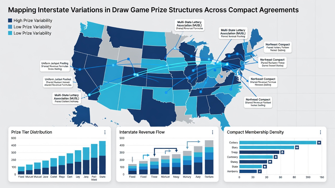 Infographic comparing prize pool allocations and rollover rules in different interstate lottery compacts