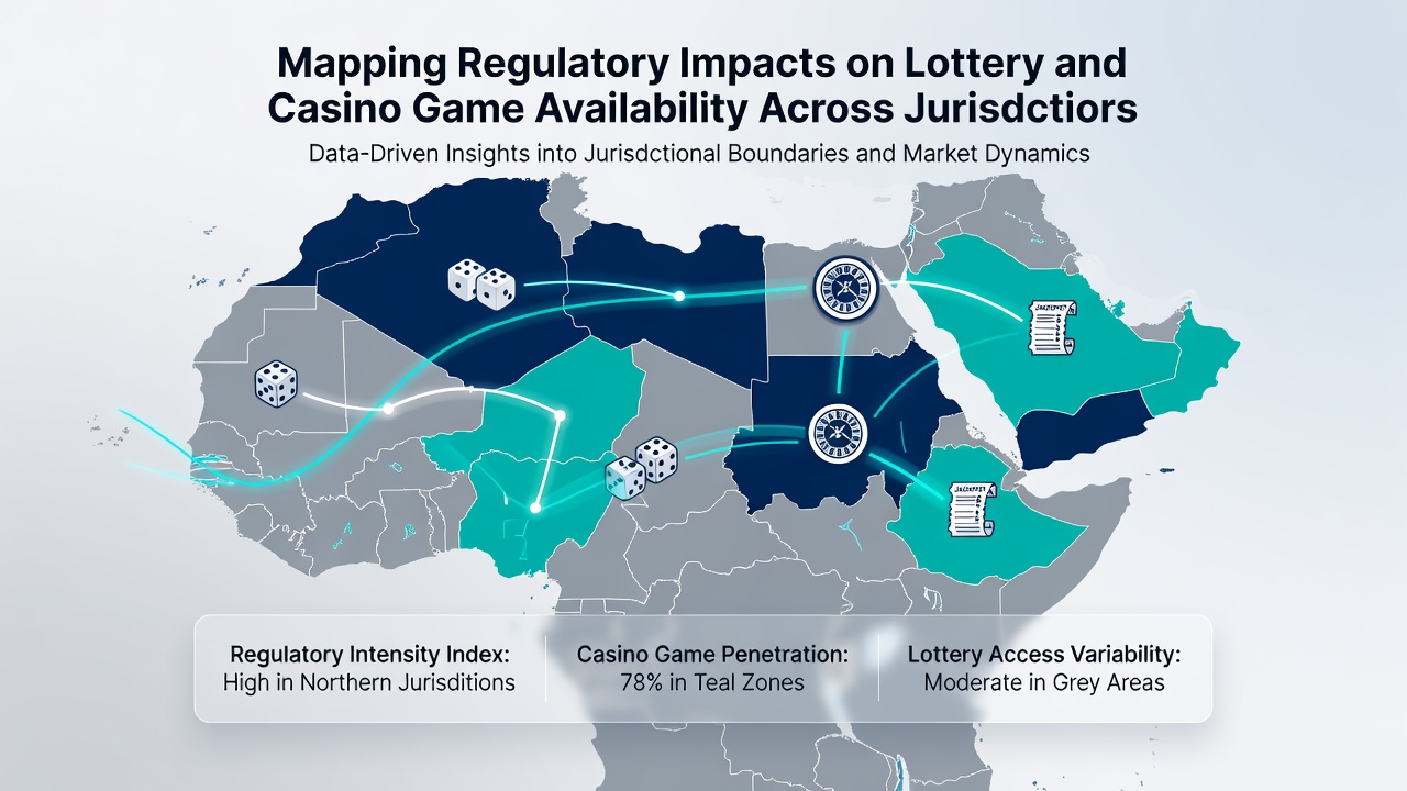 Infographic showing examples of casino game restrictions and lottery formats permitted under different regulatory regimes