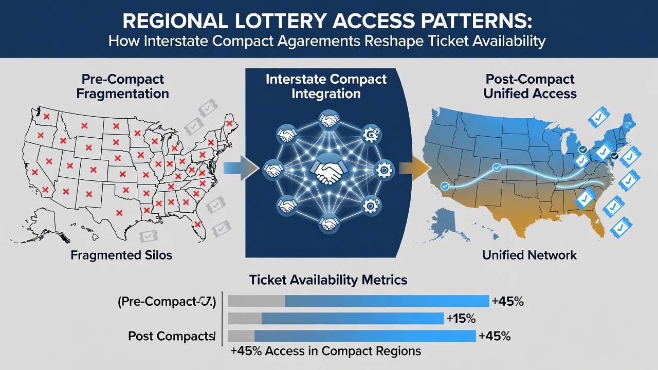 Chart displaying prize pool distribution percentages among states in a sample interstate lottery compact