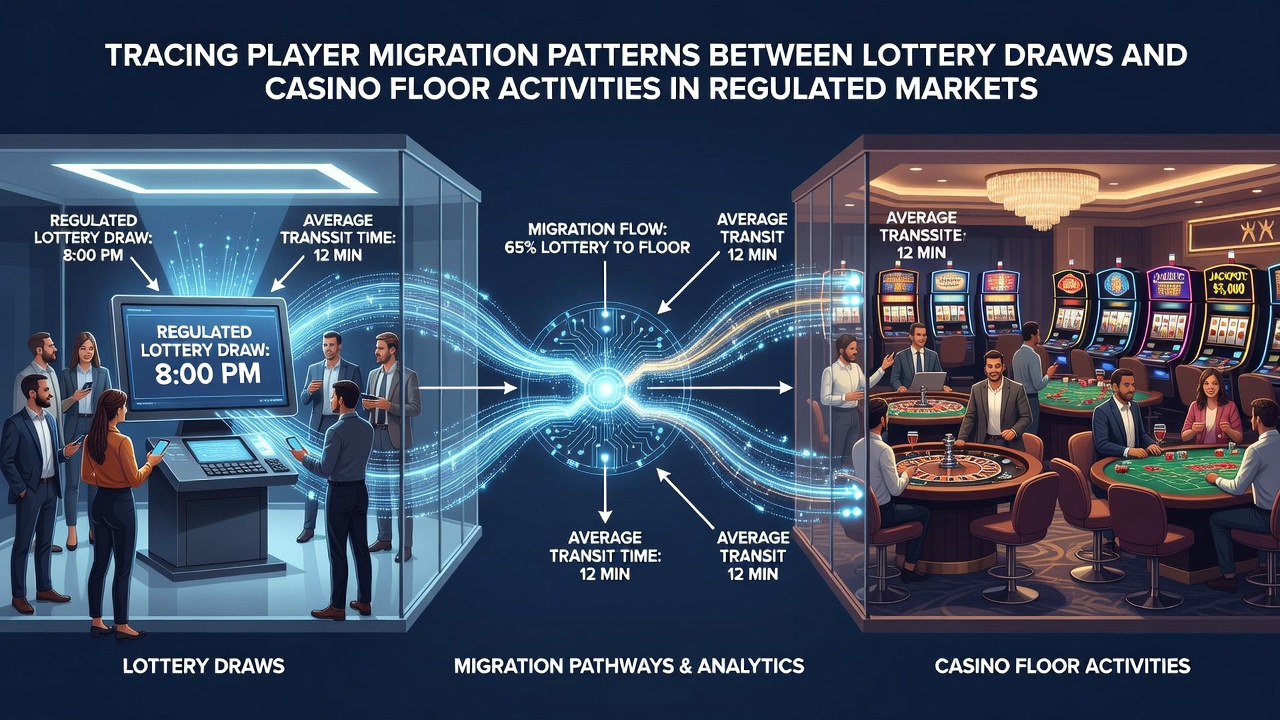 Chart displaying migration statistics between lottery and casino activities across different regulated markets